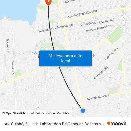 Av. Cuiabá, 206 to Laboratório De Genética Da Interação map