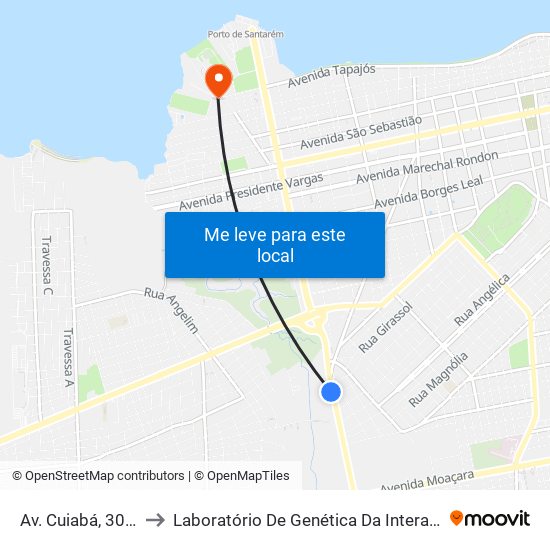 Av. Cuiabá, 3080 to Laboratório De Genética Da Interação map