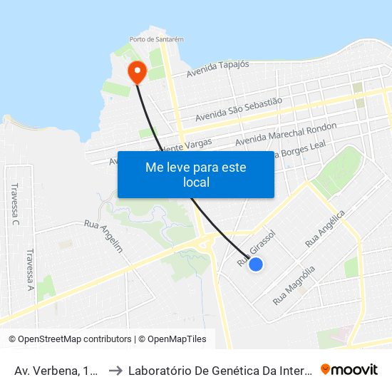 Av. Verbena, 1840 to Laboratório De Genética Da Interação map