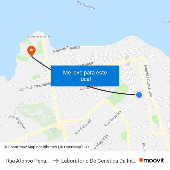 Rua Afonso Pena, 655 to Laboratório De Genética Da Interação map