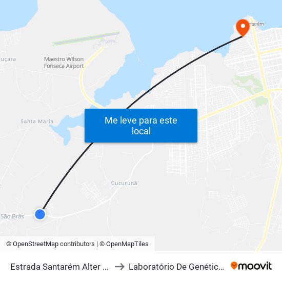 Estrada Santarém Alter Do Chão, 5799 to Laboratório De Genética Da Interação map