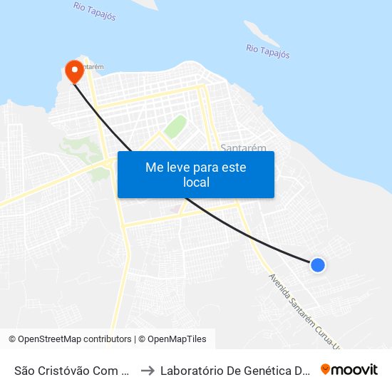 São Cristóvão Com Santarém to Laboratório De Genética Da Interação map