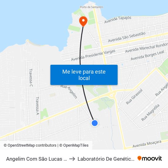 Angelim Com São Lucas | Sentido Norte to Laboratório De Genética Da Interação map