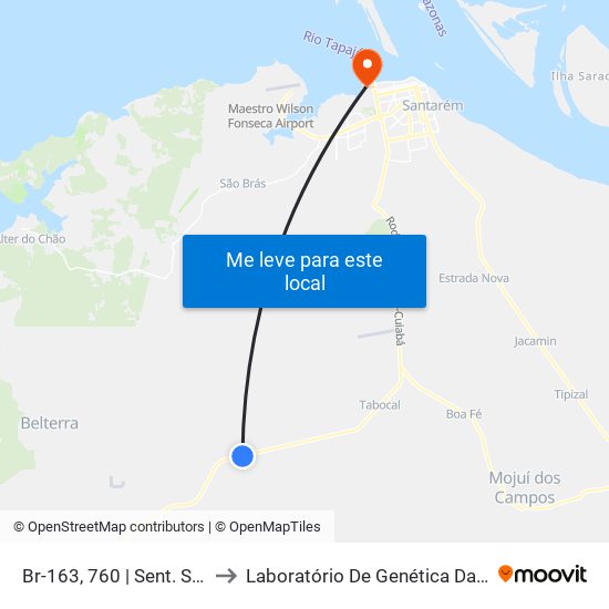 Br-163, 760 | Sent. Santarém to Laboratório De Genética Da Interação map