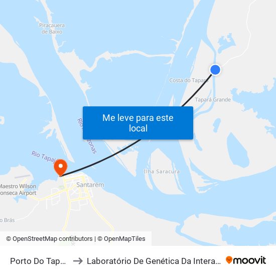 Porto Do Tapará to Laboratório De Genética Da Interação map