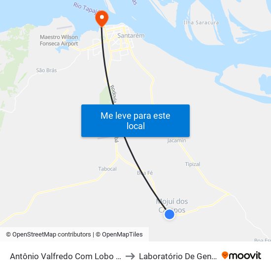 Antônio Valfredo Com Lobo D'Almada | Sentido Mojuí to Laboratório De Genética Da Interação map