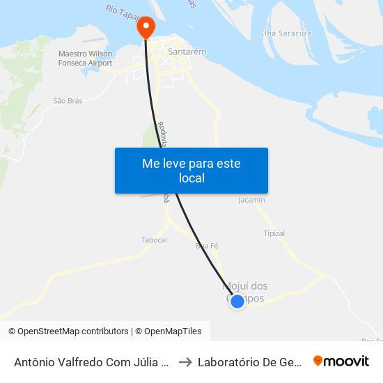 Antônio Valfredo Com Júlia Pereira | Sentido Santarém to Laboratório De Genética Da Interação map