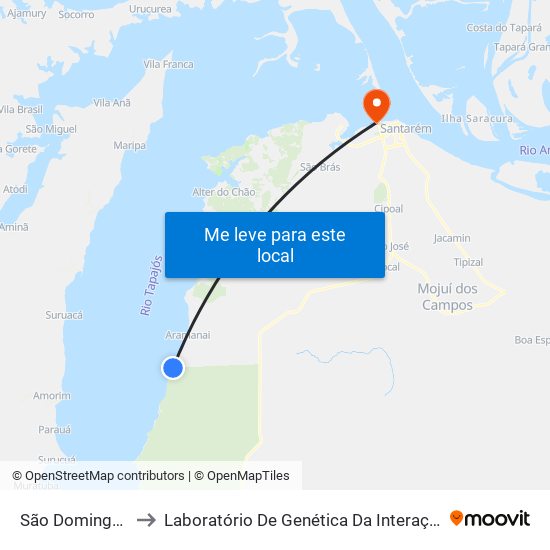 São Domingos to Laboratório De Genética Da Interação map