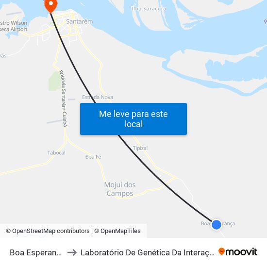 Boa Esperança to Laboratório De Genética Da Interação map