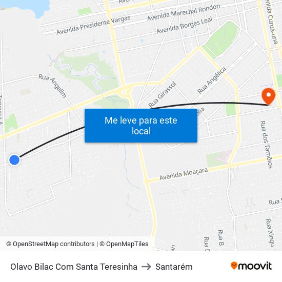 Olavo Bilac Com Santa Teresinha to Santarém map