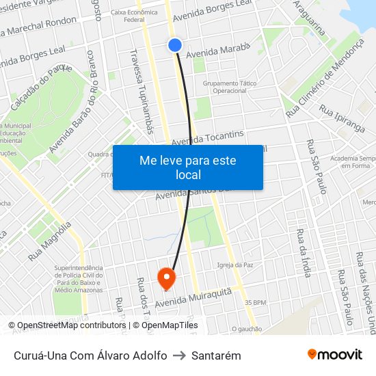 Curuá-Una Com Álvaro Adolfo to Santarém map