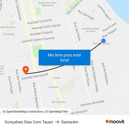 Gonçalves Dias Com Tauari to Santarém map