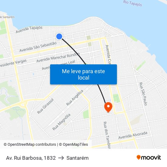 Av. Rui Barbosa, 1832 to Santarém map