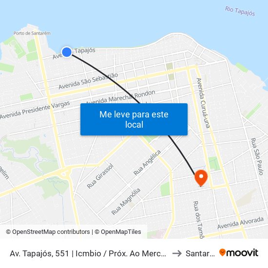 Av. Tapajós, 551 | Icmbio / Próx. Ao Mercadão 2000 to Santarém map