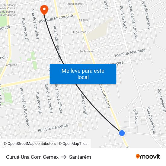 Curuá-Una Com Cemex to Santarém map