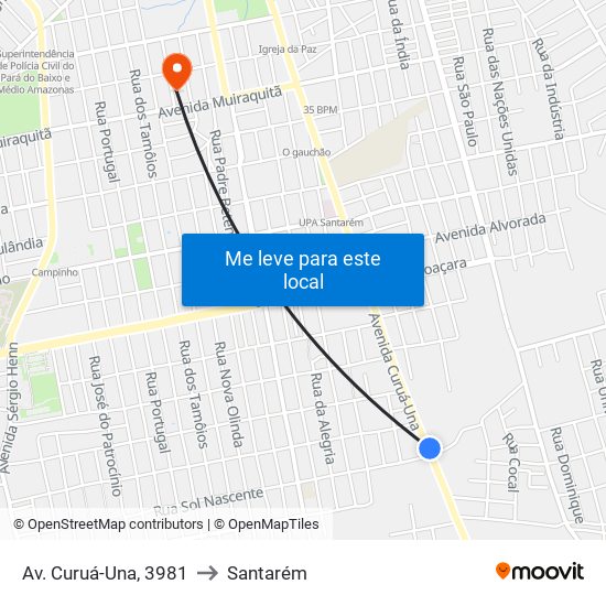 Av. Curuá-Una, 3981 to Santarém map
