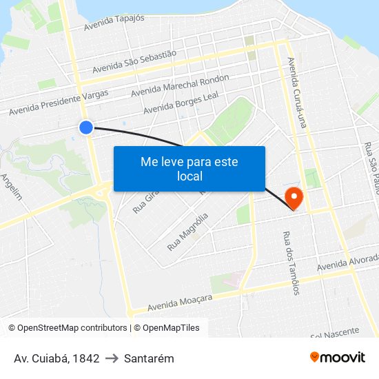Av. Cuiabá, 1842 to Santarém map