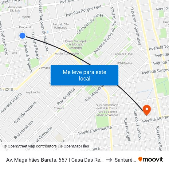 Av. Magalhães Barata, 667 | Casa Das Redes to Santarém map