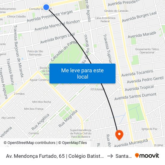 Av. Mendonça Furtado, 65 | Colégio Batista De Santarém to Santarém map