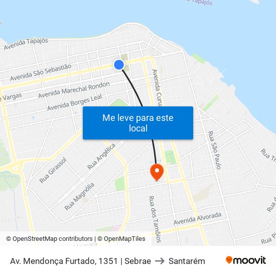 Av. Mendonça Furtado, 1351 | Sebrae to Santarém map