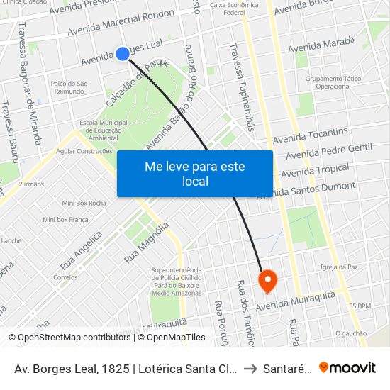 Av. Borges Leal, 1825 | Lotérica Santa Clara to Santarém map