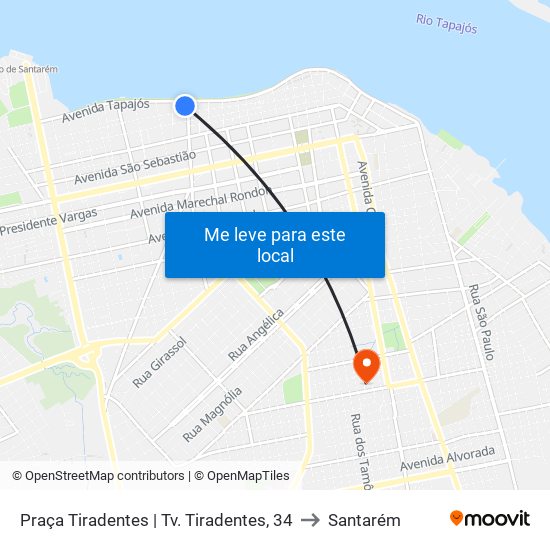 Praça Tiradentes | Tv. Tiradentes, 34 to Santarém map