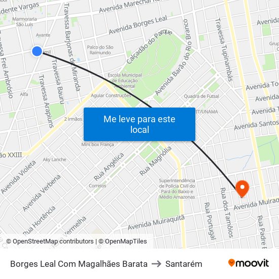 Borges Leal Com Magalhães Barata to Santarém map