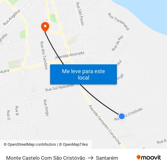 Monte Castelo Com São Cristóvão to Santarém map