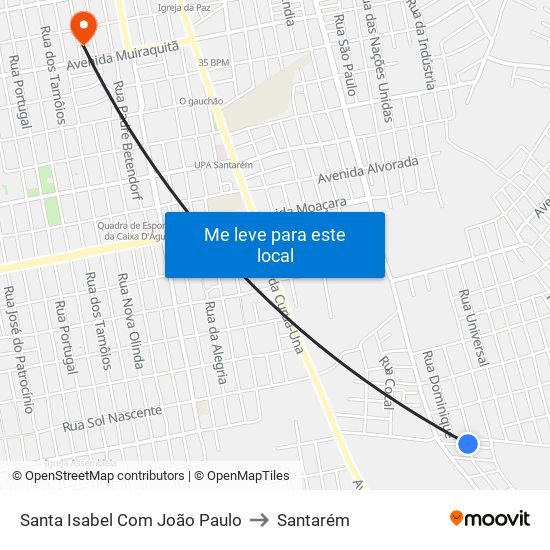 Santa Isabel Com João Paulo to Santarém map