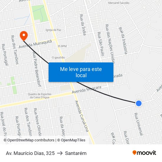 Av. Maurício Dias, 325 to Santarém map