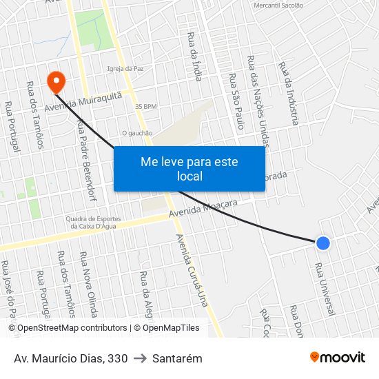 Av. Maurício Dias, 330 to Santarém map