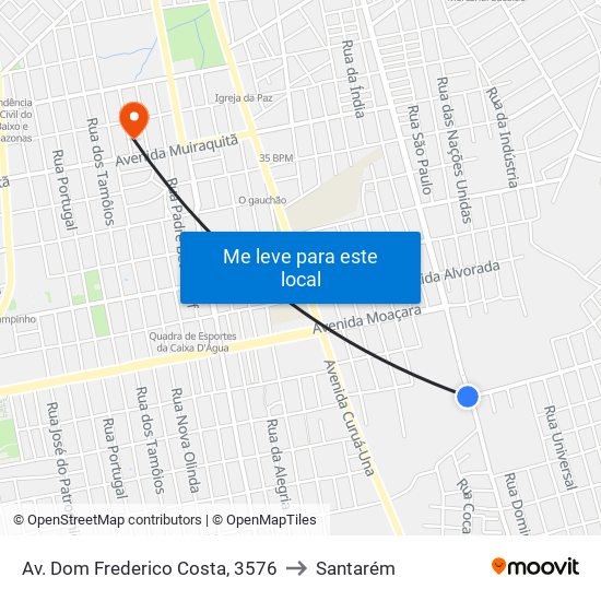 Av. Dom Frederico Costa, 3576 to Santarém map