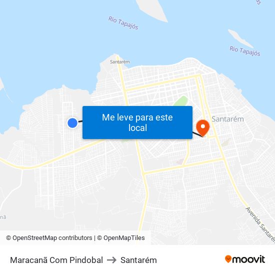 Maracanã Com Pindobal to Santarém map