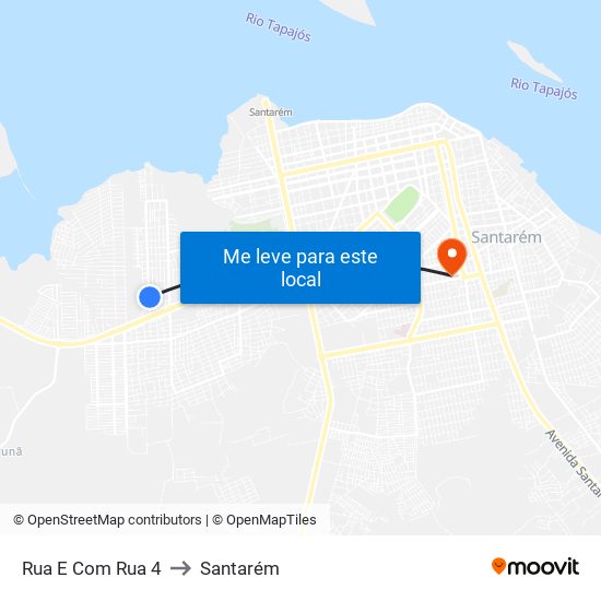 Rua E Com Rua 4 to Santarém map