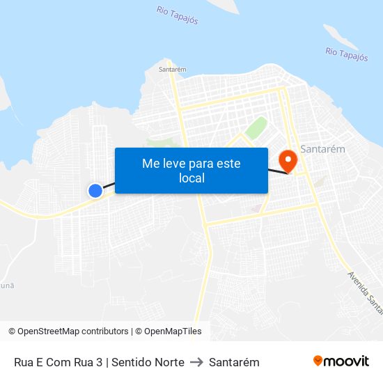 Rua E Com Rua 3 | Sentido Norte to Santarém map