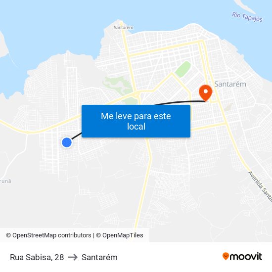 Rua Sabisa, 28 to Santarém map