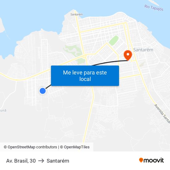 Av. Brasil, 30 to Santarém map