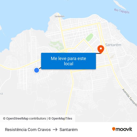 Resistência Com Cravos to Santarém map