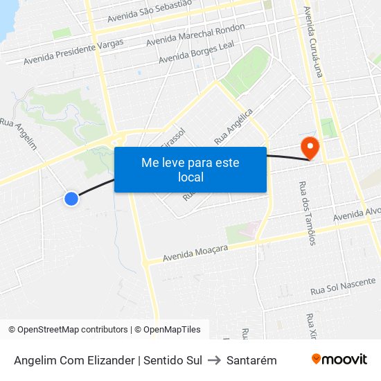 Angelim Com Elizander | Sentido Sul to Santarém map