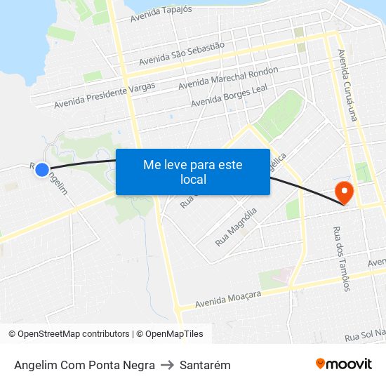Angelim Com Ponta Negra to Santarém map