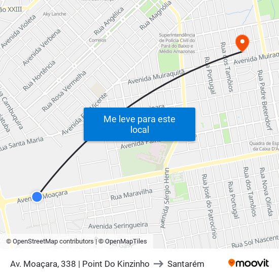Av. Moaçara, 338 | Point Do Kinzinho to Santarém map