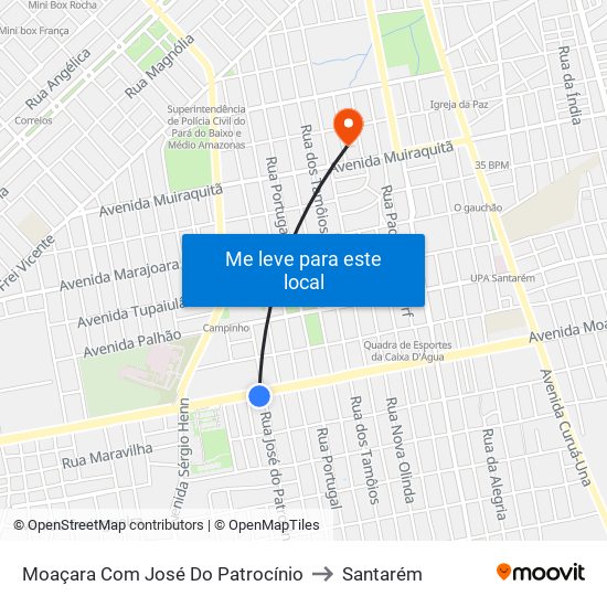 Moaçara Com José Do Patrocínio to Santarém map