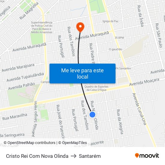 Cristo Rei Com Nova Olinda to Santarém map