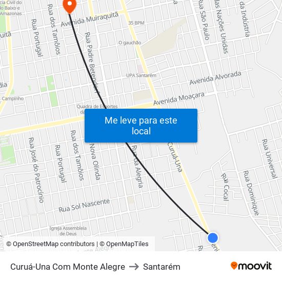 Curuá-Una Com Monte Alegre to Santarém map