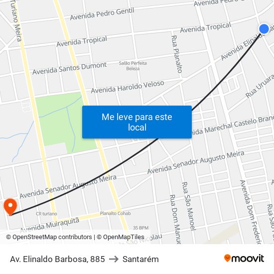 Av. Elinaldo Barbosa, 885 to Santarém map