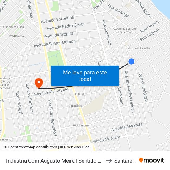 Indústria Com Augusto Meira | Sentido Sul to Santarém map