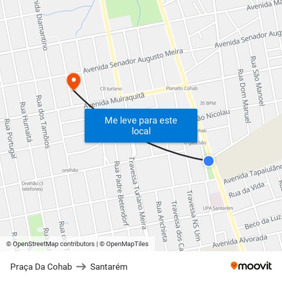 Praça Da Cohab to Santarém map