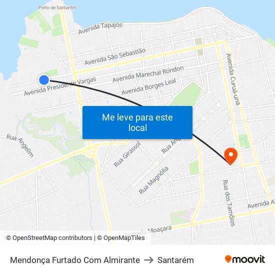 Mendonça Furtado Com Almirante to Santarém map