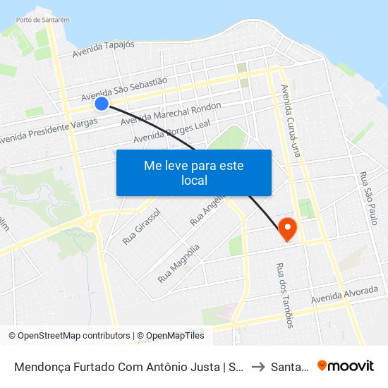 Mendonça Furtado Com Antônio Justa | Sentido Oeste to Santarém map