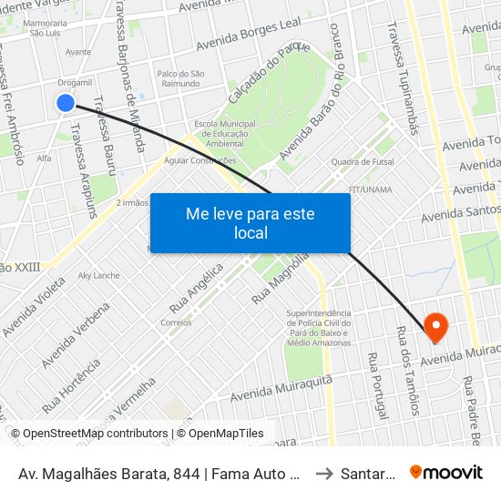 Av. Magalhães Barata, 844 | Fama Auto Peças to Santarém map